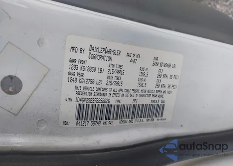 2007 Dodge Caravan Se z USA, uszkodzony, nr VIN 1D4GP25E97B258626